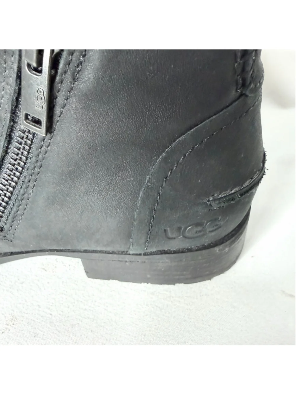 Women's UGG Black Waterproof Leather Ankle Boots Size 8